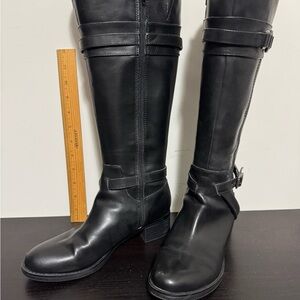 Nickels Black Heeled Boots with Buckle Details